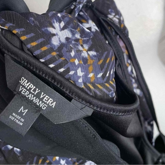 SIMPLY VERA VERA WANG | Black & Navy Multimedia Floral Print Dress with Slip - Picture 7 of 17